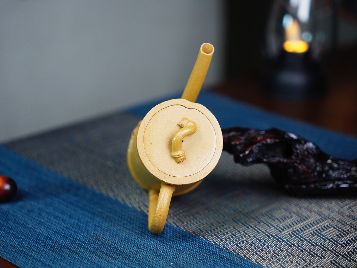 Hand-Carved Bamboo Yixing Zisha Teapot - Zen Chinese Purple Clay Teapot for Gongfu Tea Ceremony 100ML
