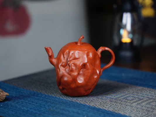 Vermilion (Zhuni) Zisha Teapot ‘Red Date’ 140ml - Classic Jujube Shape - Handmade Yixing Teapot for Oolong & Dan Cong Tea