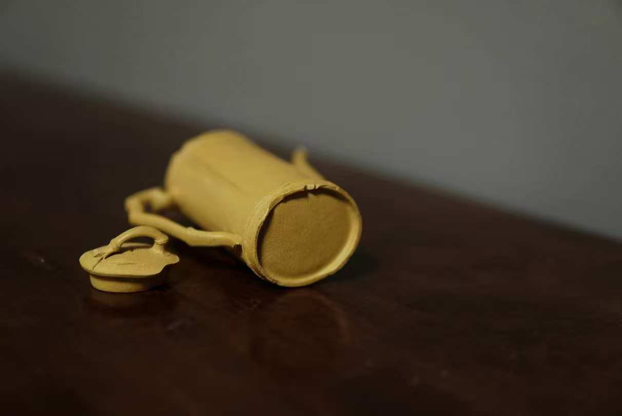 Bamboo teapot yellow gold clay 100ML