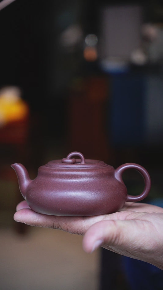 Handmade gourd teapot purple clay 130ml