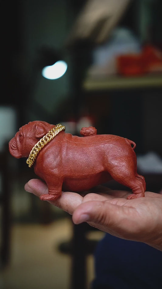 Handmade Dog Shaped Clay Teapot - Unique Collectible (Yixing Zisha Artisan) Red Jianpo clay 160ml Original design Sculpted Pet