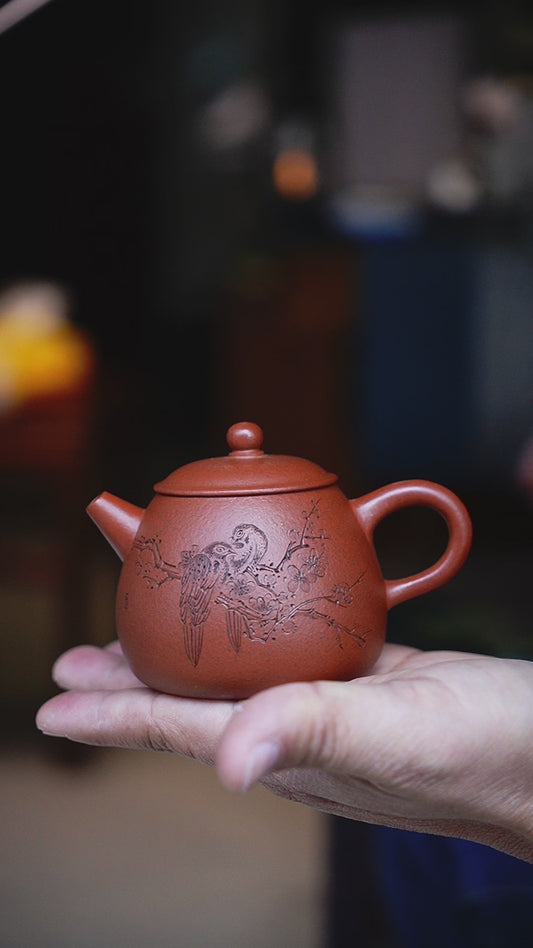 Collectible Weng Teapot (Yixing Zisha Artisan) - Handcrafted Old Zhu Ni clay Teapot 150ml Full-Handmade Zen Premium clay